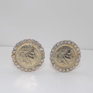 NAPOLEAN EMPEREUR Vintage Gold Coin Earrings Clip Ons